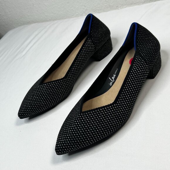 Rothys High Point Black Star Studded Woven Black Silver metallic Slip On 10 - Picture 10 of 15